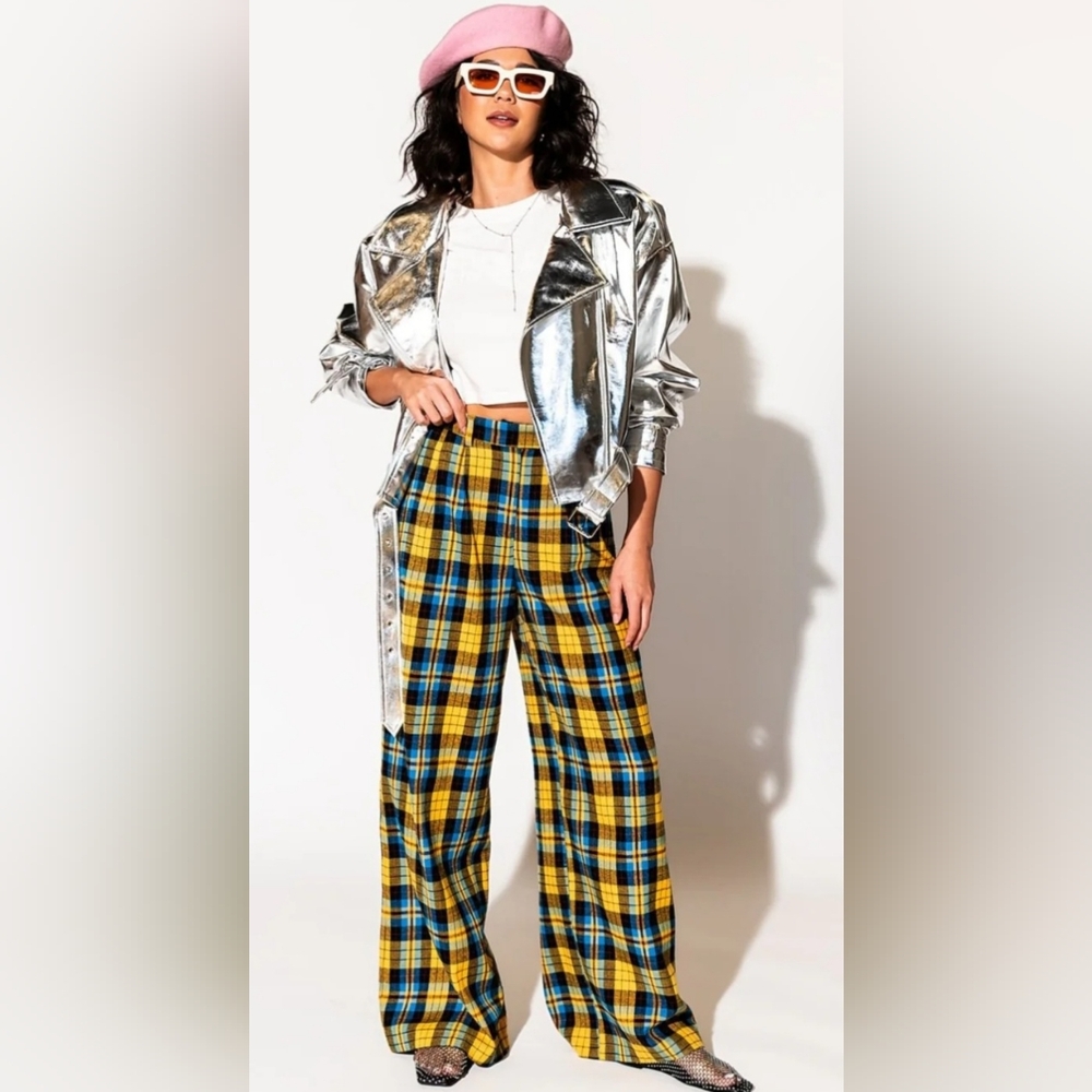 Dressed In Lala Plaid Wide Leg Pants Plus Size